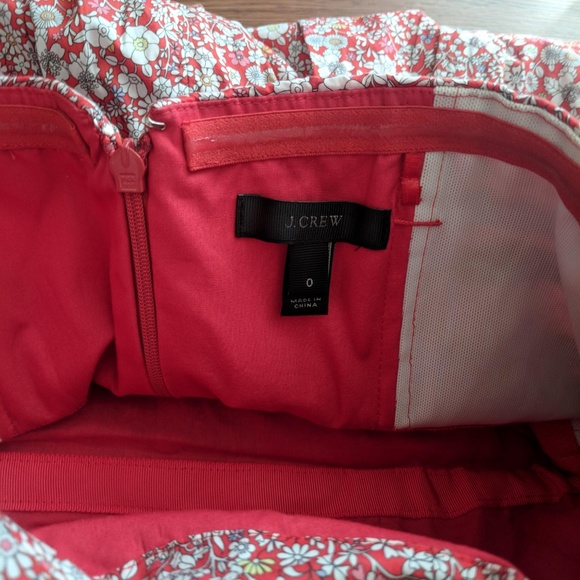 J Crew Red Floral Strapless Dress Size 0 - Picture 3 of 3